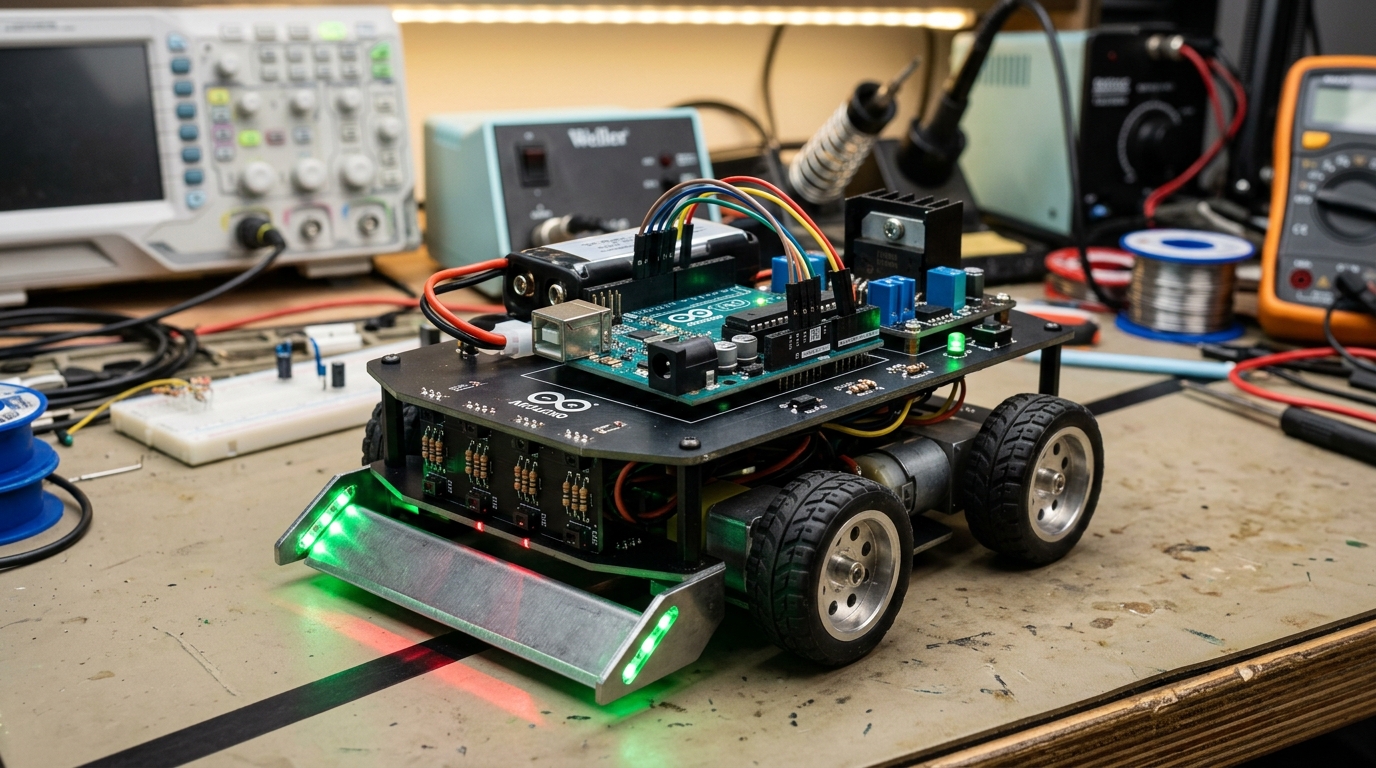 Line‑Following, Sumo & Obstacle‑Avoider Robot